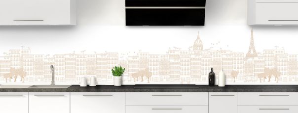 Crédence de cuisine Paris couleur Coquille d'oeuf panoramique motif inversé
