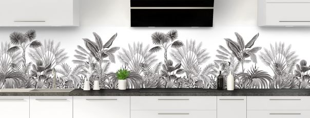 Crédence de cuisine Forêt tropicale couleur Noir panoramique
