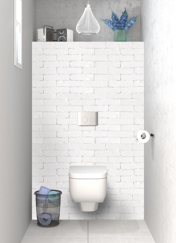 Panneau WC Mur briques blanches