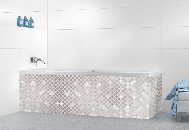 Panneau tablier de bain Diamants brillants couleur Gris perle motif inversé