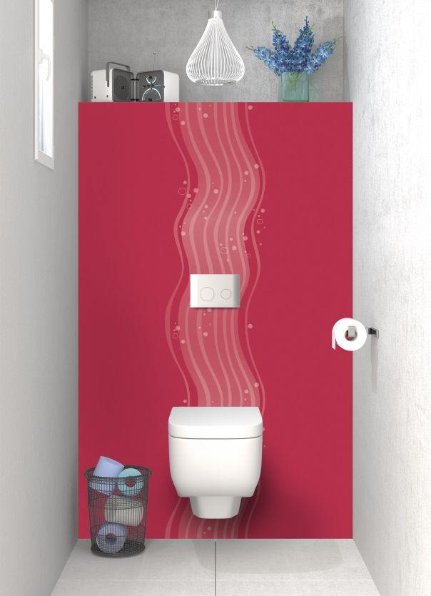 Panneau WC Vagues design couleur Rose grenade