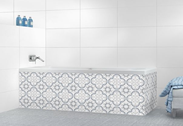 Panneau tablier de bain Carreaux de ciment Nymphéas Gris/Blanc