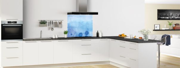 Crédence de cuisine Encre bleue fond de hotte motif inversé en perspective