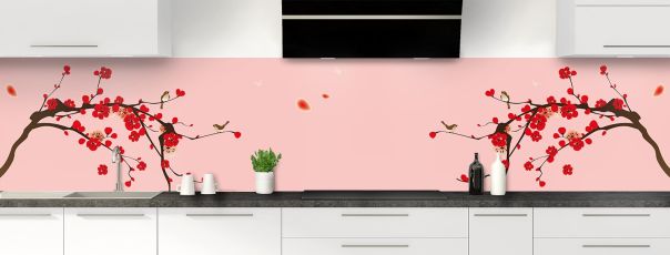 Crédence de cuisine Cerisier japonnais couleur Quartz rose panoramique