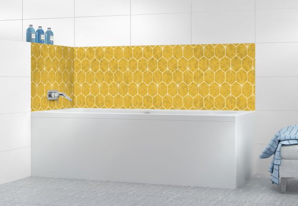 Panneau de bain Carreaux de ciment hexagonaux couleur Curcuma