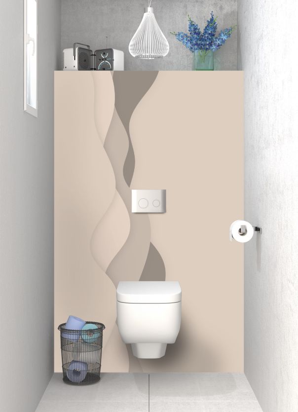 Panneau WC Vagues couleur Grège motif inversé