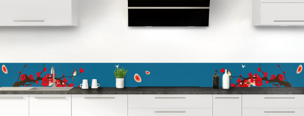 Crédence de cuisine Cerisier japonnais couleur bleu baltic dosseret