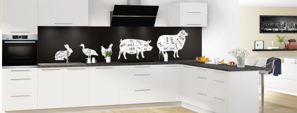 Crédence de cuisine Du lard ou du cochon panoramique motif inversé en perspective