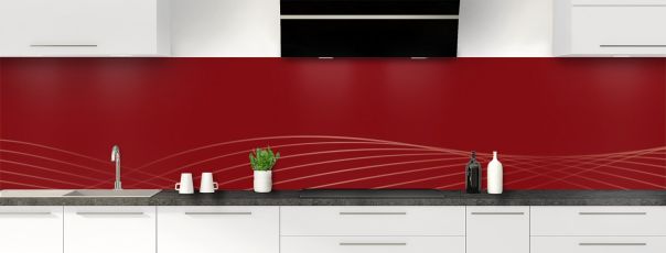Crédence de cuisine Courbes couleur Rouge grenat panoramique