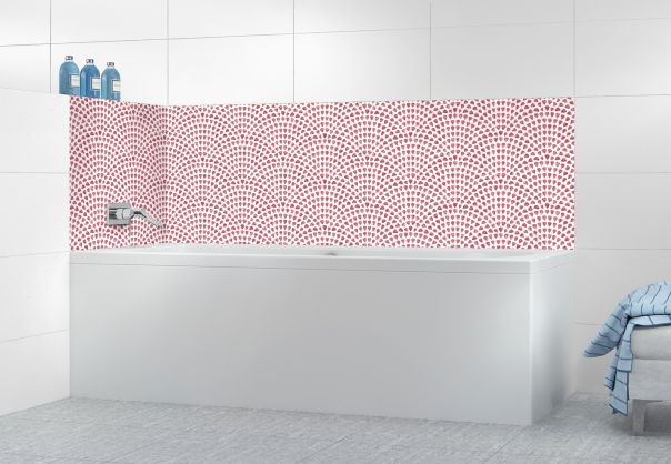 Panneau de bain Mosaïque petits cœurs couleur Rose grenade