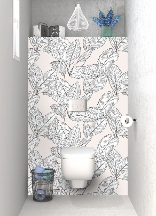 Panneau WC Feuilles au trait motif inversé