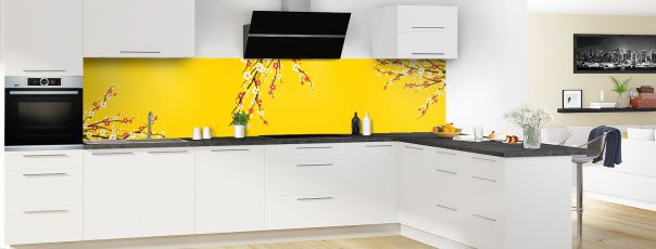 Crédence de cuisine Arbre fleuri couleur Mimosa panoramique motif inversé en perspective