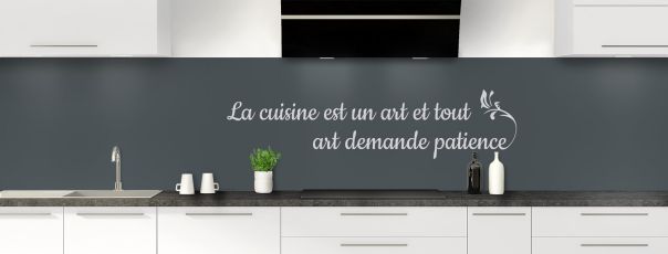 Crédence de cuisine Citation  couleur Gris anthracite panoramique