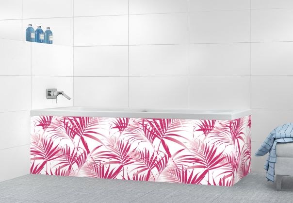 Panneau tablier de bain Feuilles tropicales couleur Saphir rose