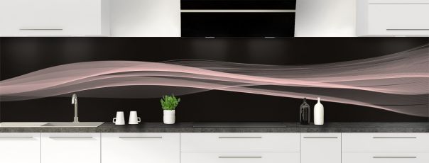 Crédence de cuisine Lignes design couleur Quartz rose panoramique motif inversé