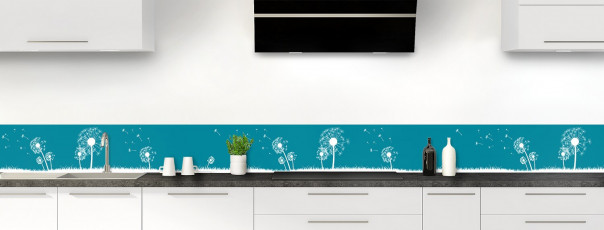 Crédence de cuisine Pissenlit au vent couleur bleu canard dosseret motif inversé