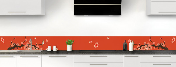 Crédence de cuisine Cerisier japonnais couleur rouge brique dosseret motif inversé