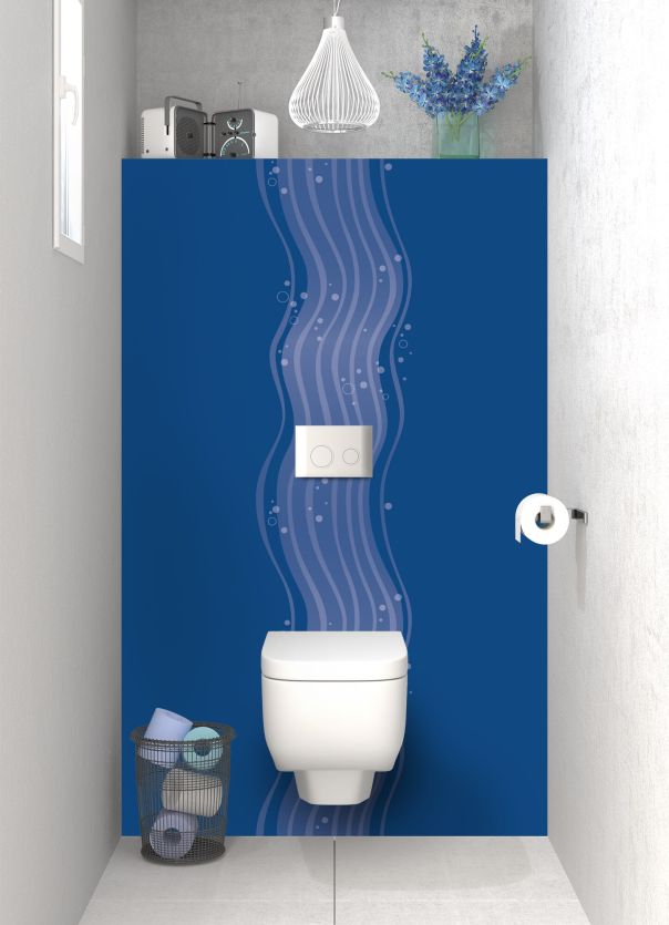 Panneau WC Vagues design couleur Bleu électrique