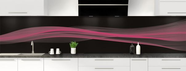 Crédence de cuisine Lignes design couleur Saphir rose panoramique motif inversé