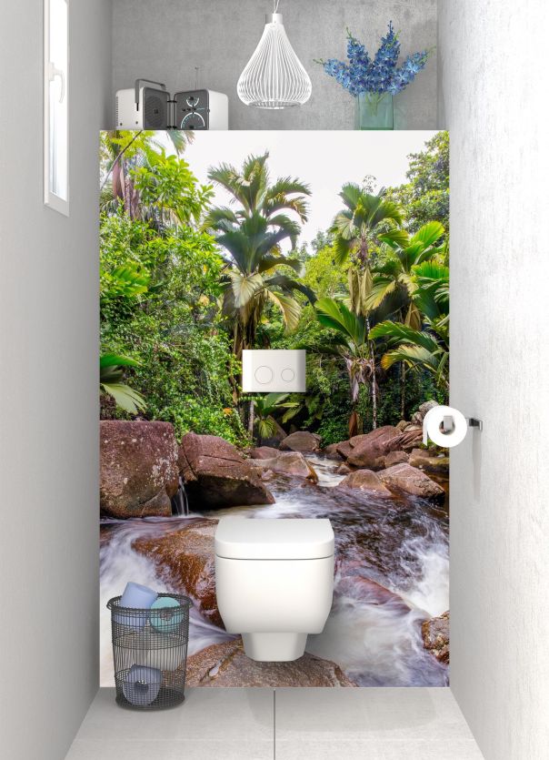 Panneau WC Forêt tropicale et rapides motif inversé