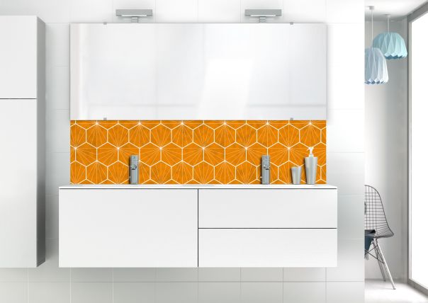 Panneau vasque Carreaux de ciment hexagonaux couleur Citrouille