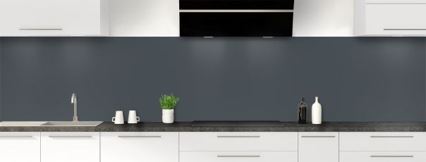 Crédence sur mesure en Gris anthracite, disponible en brillant sur polycarbonate ou en mat sur aluminium, à coller sur tous supports.