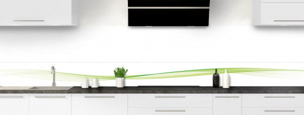 Crédence de cuisine Vague graphique couleur vert olive dosseret motif inversé