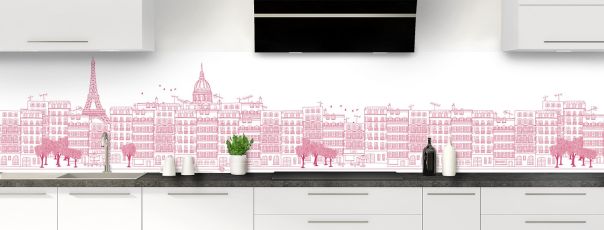 Crédence de cuisine La rue couleur Saphir rose panoramique