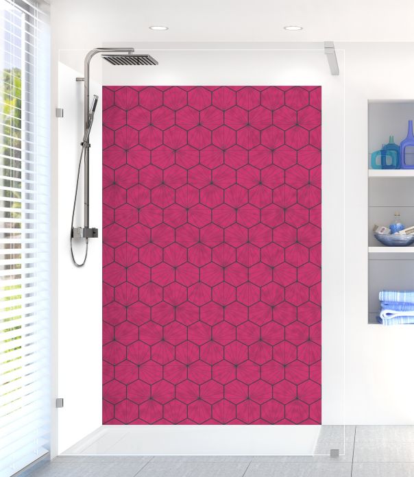 Panneau de douche Carreaux de ciment hexagonaux couleur Saphir rose