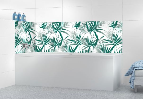 Panneau de bain Feuilles tropicales couleur Vert jade