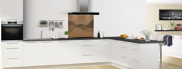 Crédence de cuisine Vagues couleur Cannelle fond de hotte en perspective