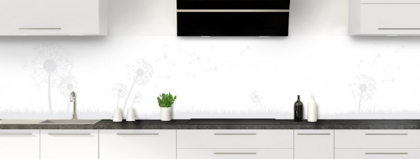 Crédence de cuisine Pissenlit au vent couleur blanc panoramique
