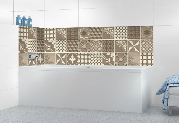 Panneau de bain Carreaux de ciment trendy chic taupe