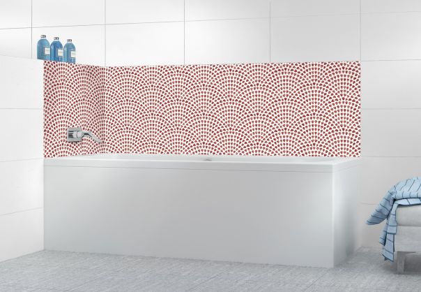 Panneau de bain Mosaïque petits cœurs couleur Rouge grenat