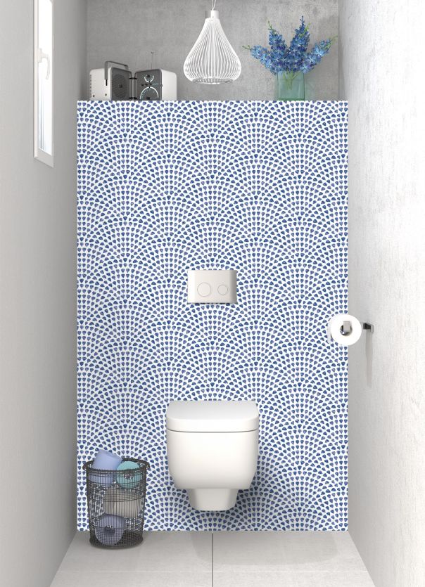 Panneau WC Mosaïque petits cœurs couleur Bleu électrique