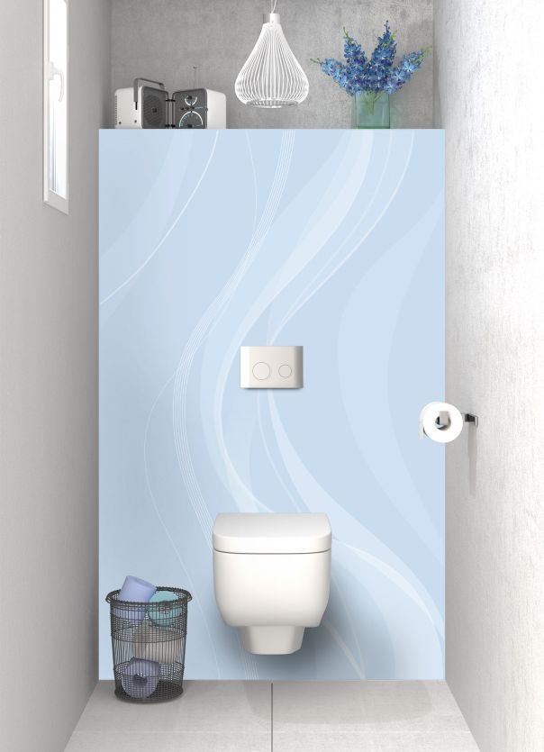 Panneau WC Voilage couleur Bleu dragée motif inversé