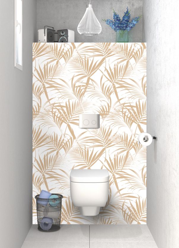 Panneau WC Feuilles tropicales couleur Coquille d'oeuf