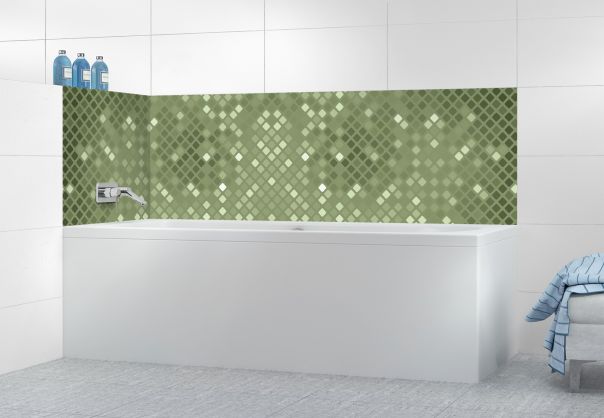 Panneau de bain Diamants brillants couleur Vert sauge motif inversé