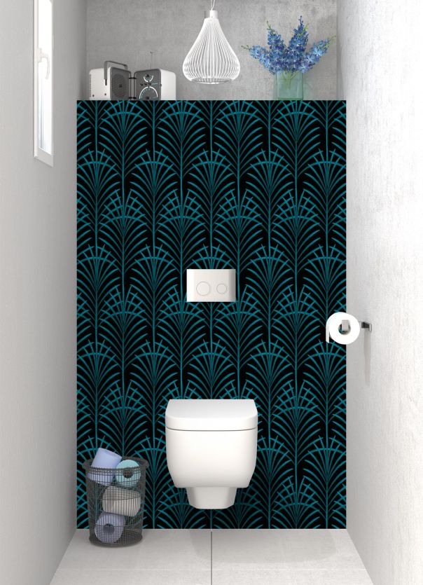 Panneau WC Feuilles de palme couleur Bleu paon