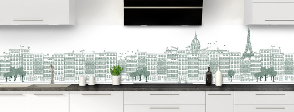 Crédence de cuisine La rue couleur Vert avocat panoramique motif inversé