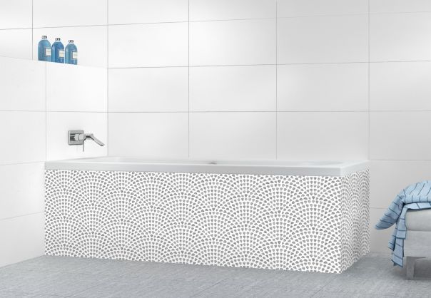 Panneau tablier de bain Mosaïque petits cœurs couleur Gris pierre