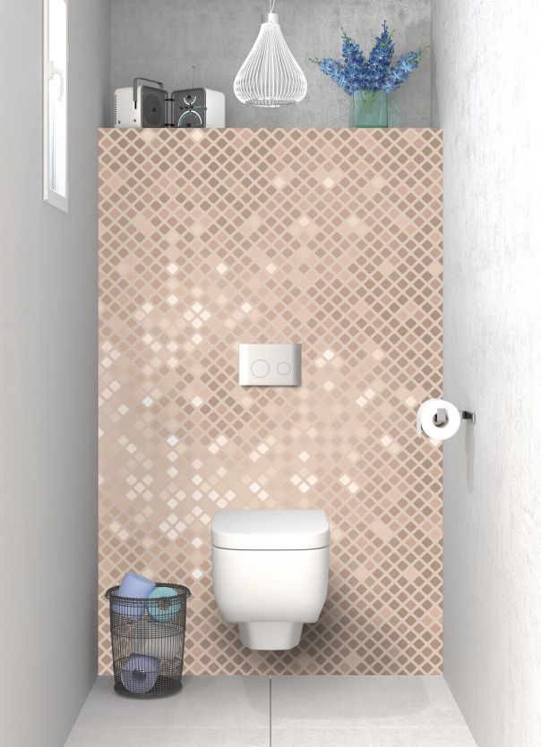 Panneau WC Diamants brillants couleur Grège motif inversé