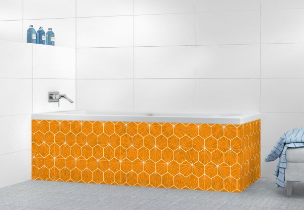 Panneau tablier de bain Carreaux de ciment hexagonaux couleur Citrouille