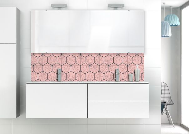 Panneau vasque Carreaux de ciment hexagonaux couleur Quartz rose