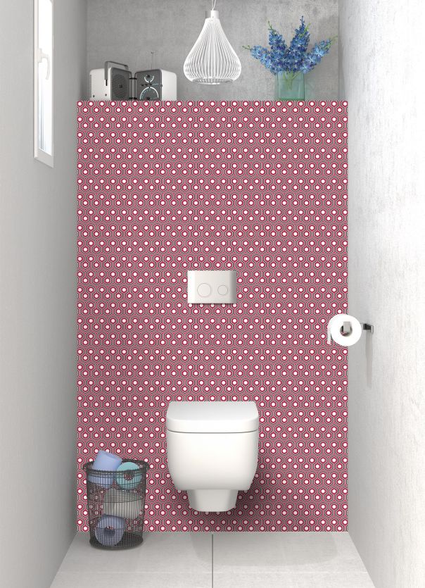Panneau WC Hexagones  couleur Rose grenade