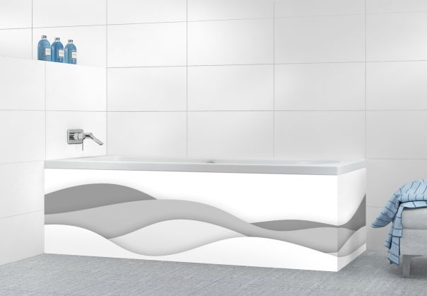 Déco contour de baignoire abstraite originale avec vagues en camaieu de couleurs, décliné en 23 couleurs tendances