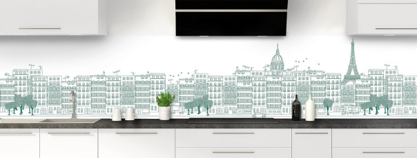 Crédence de cuisine La rue couleur Vert jade panoramique motif inversé