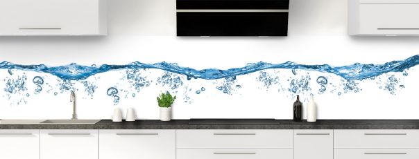 Crédence de cuisine Water Splash Bleu panoramique motif inversé