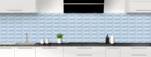Crédence de cuisine Briques en relief couleur Bleu dragée panoramique