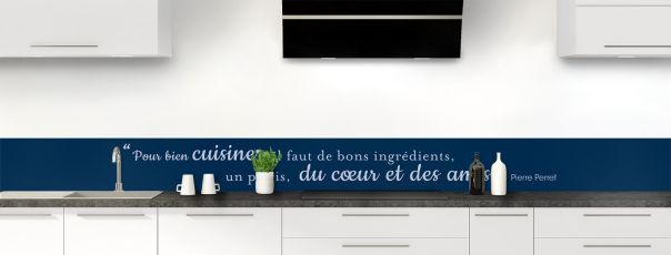 Crédence de cuisine Bien cuisiner couleur Bleu nuit frise